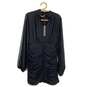 NWT House of Harlow 1960 Black Ruched Mini Dress